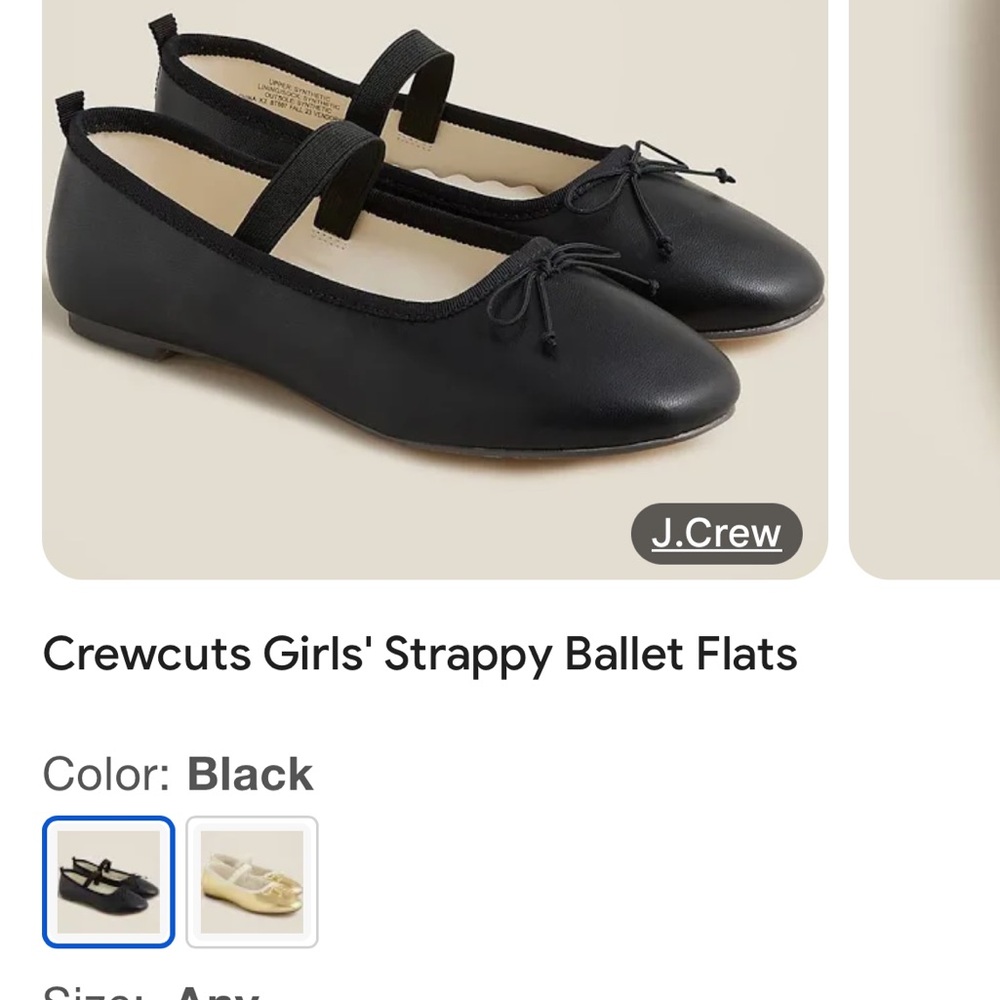 Crewcuts Black Ballet Flats with Strap and Bow